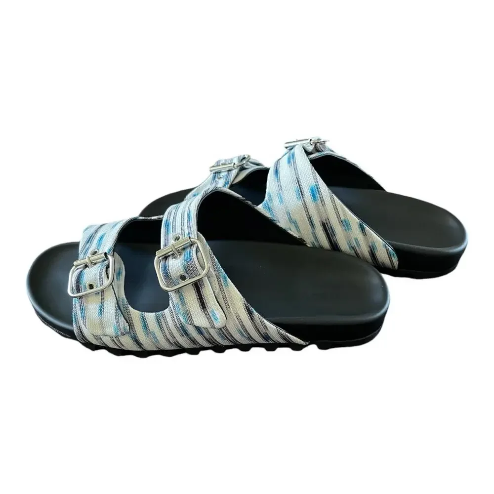 Missoni Milano Spa Slide Sandals Adjustable Double Buckle Strap Boho Sz US8
